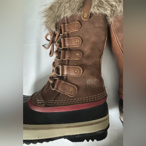 SOREL WOMENS JOAN OF ARTIC WATERPROOF FULL GRAIN LEATHER & SUEDE FAUX FUR SZ 6 - Picture 7 of 13
